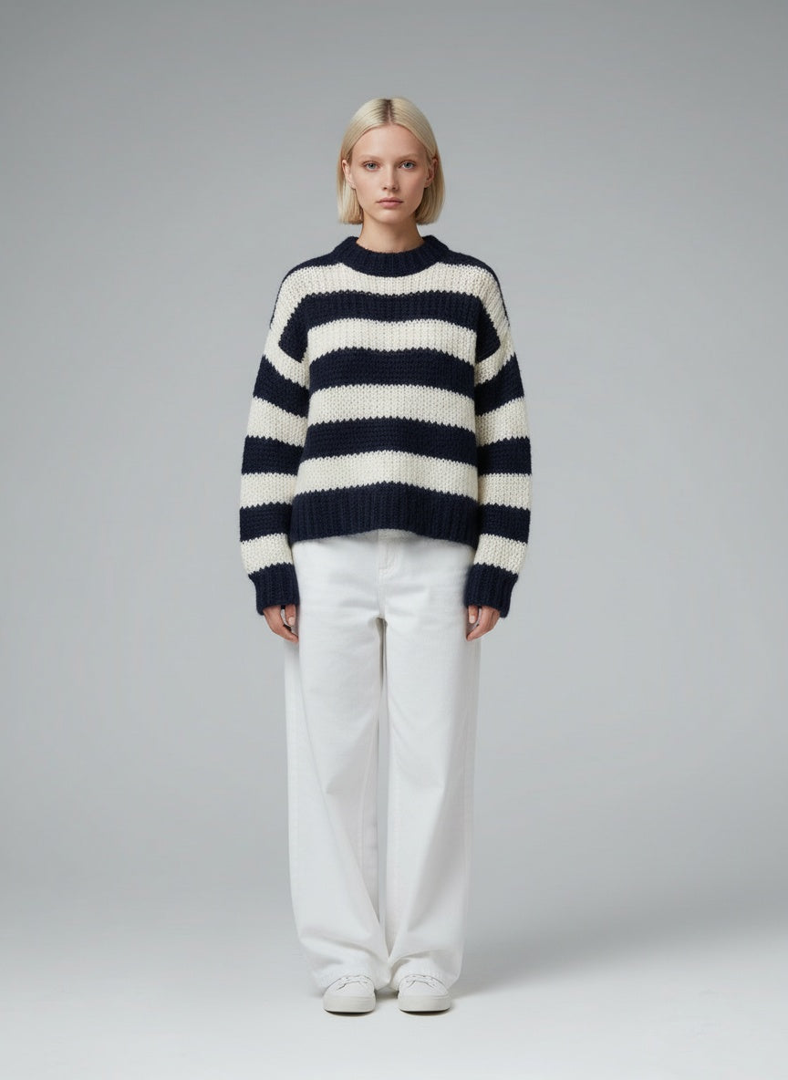 Full body view of the model wearing Liora | Strickpullover