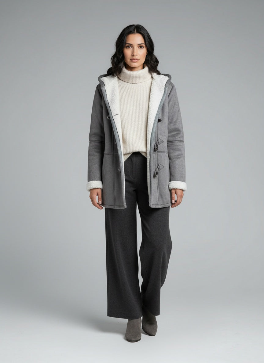 Full body view of the model wearing Claire™ | Wintermantel mit Fleece-Futter