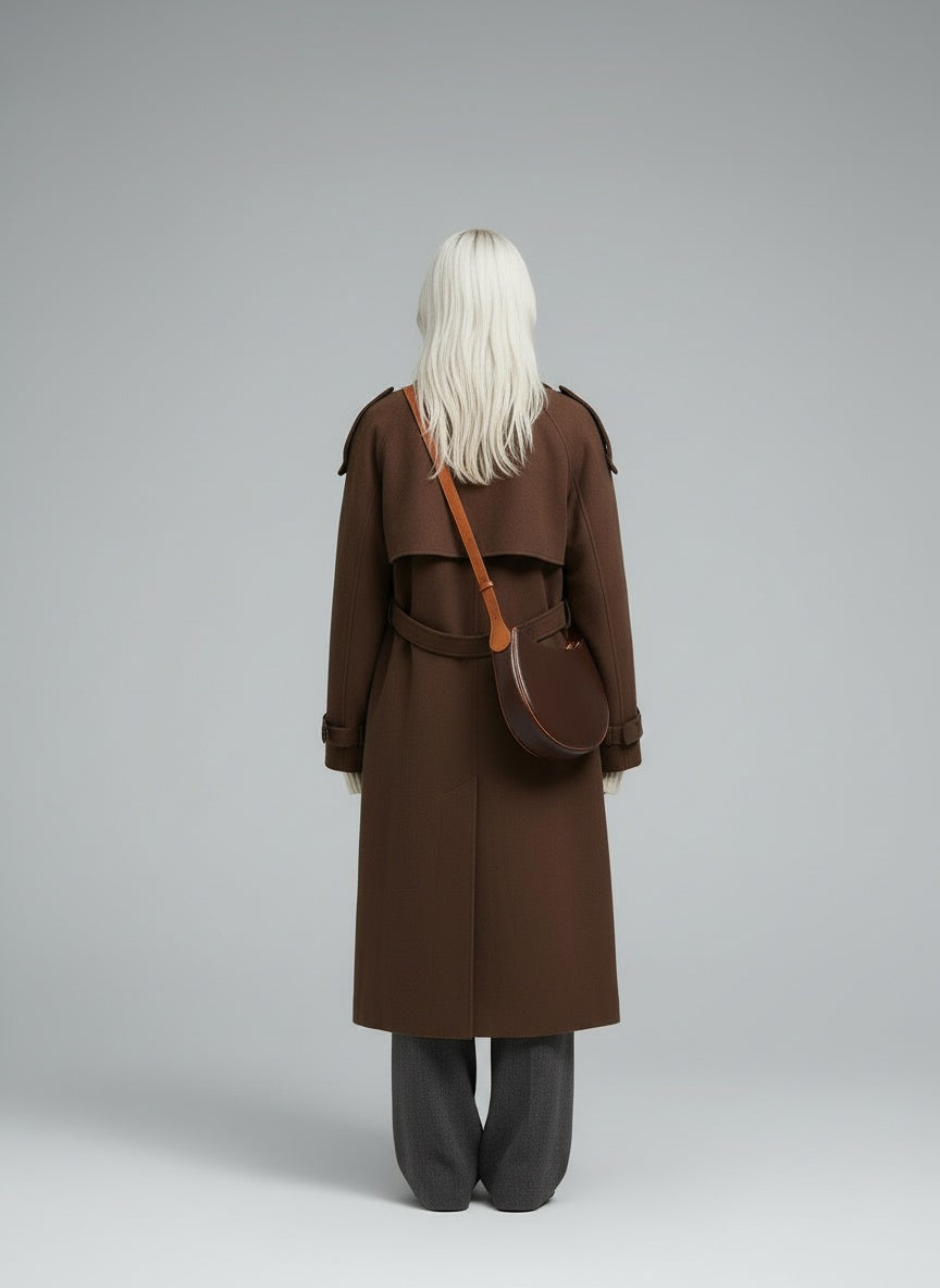 Back pose of the model wearing Marlene | Oversized-Mantel