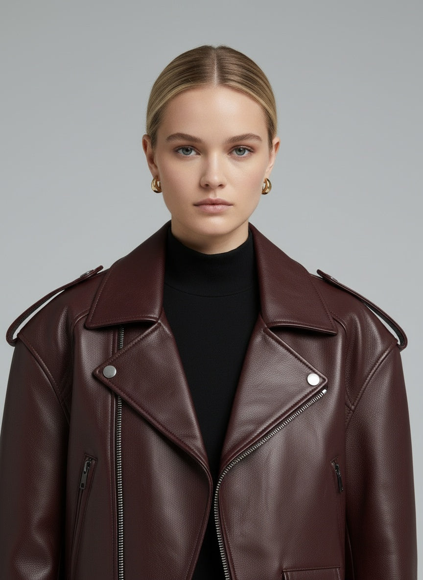 Close-up of the model wearing Léa™ | Statement-Jacke