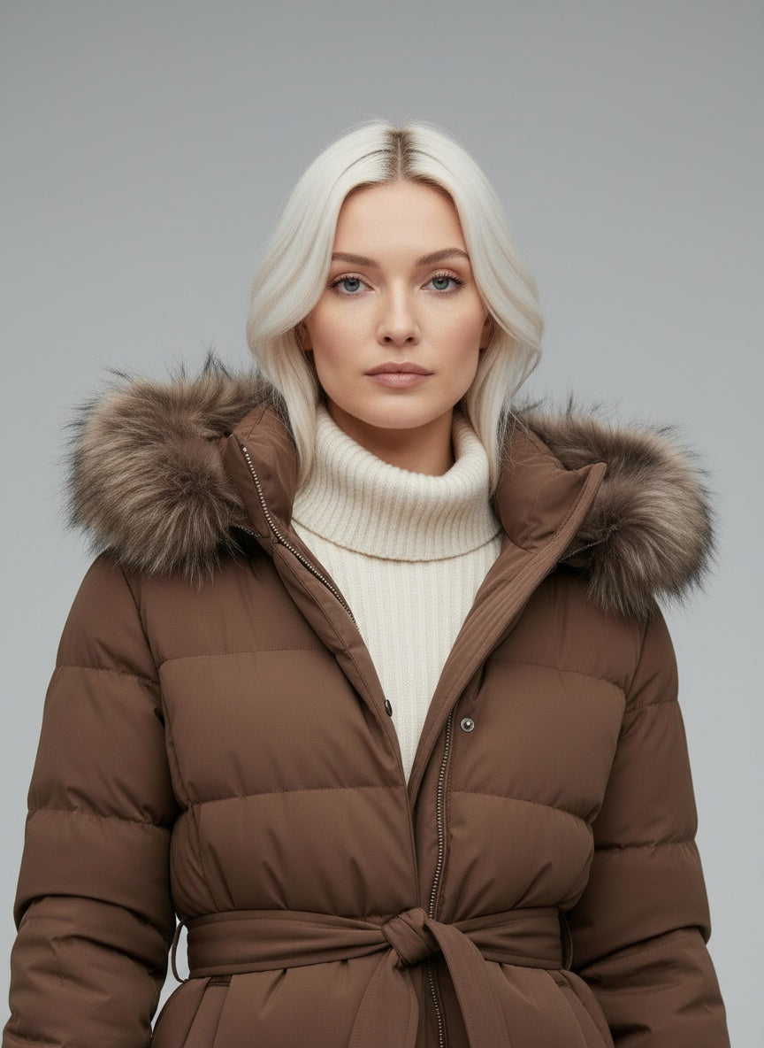 Close-up of the model wearing Zita Kapuzen Parker