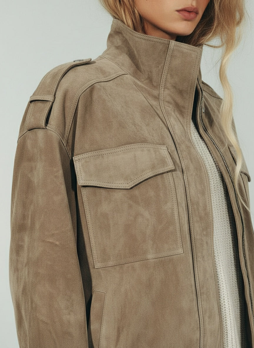 Detail shot of Sophia™ | Wildlederjacke Marble Sand