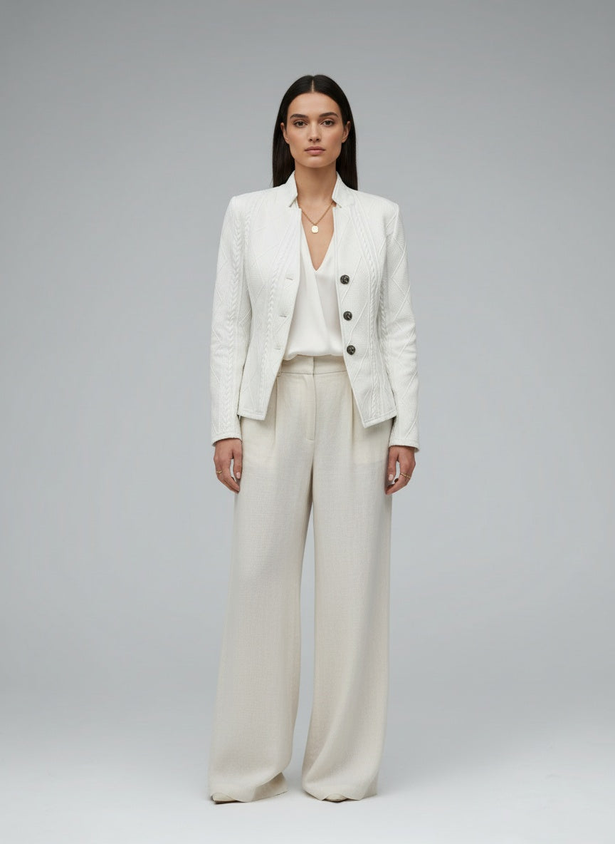 Full body view of the model wearing Olivia | Blazer mit eleganten Details