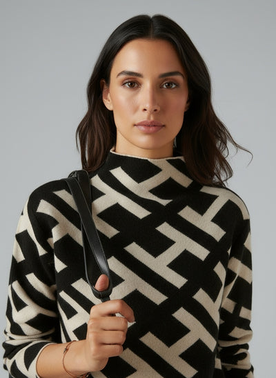 Close-up of the model wearing Elenora | Eleganter Pullover