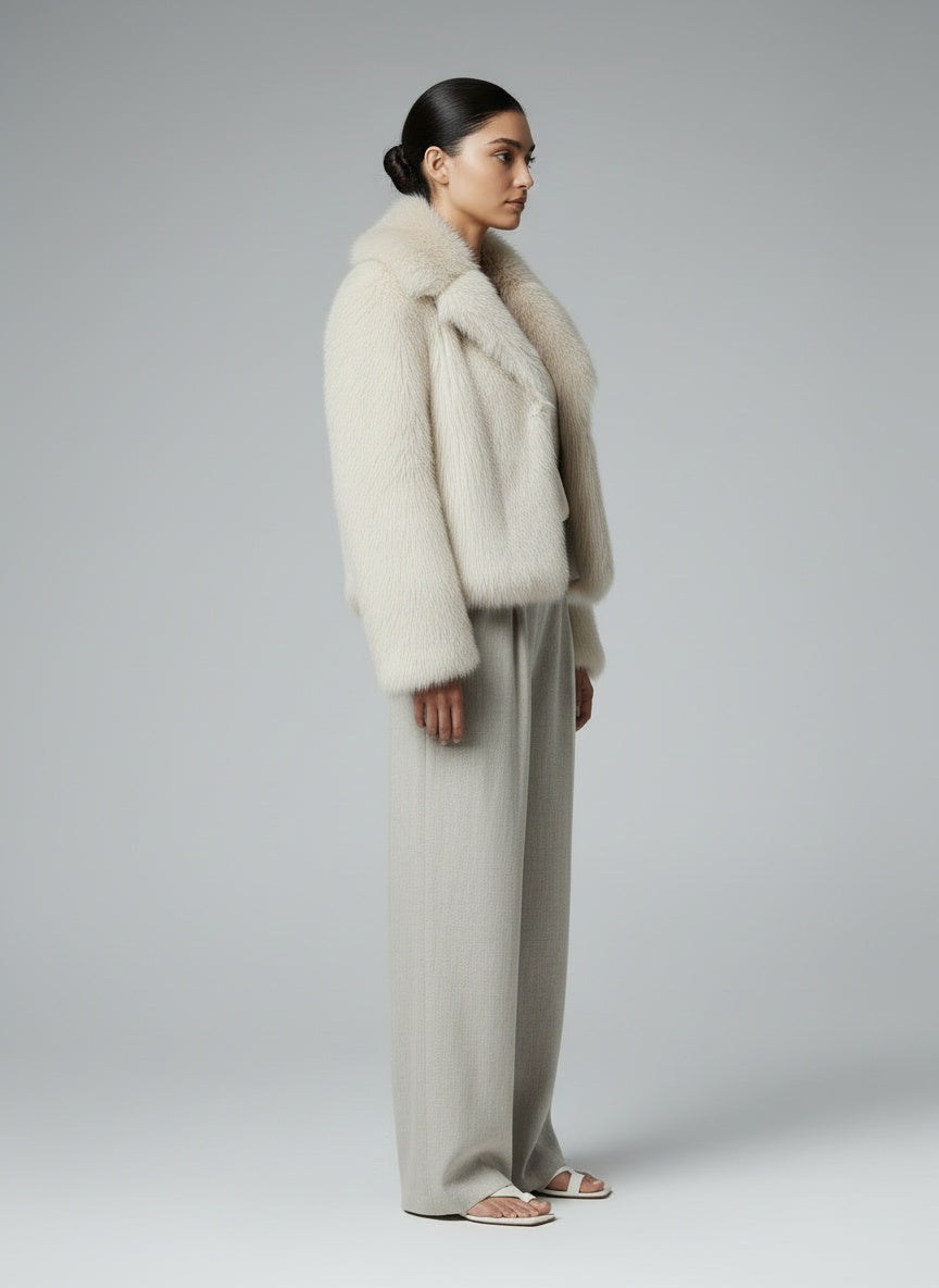 Side profile of the model wearing Alvyra - Teddy Jack