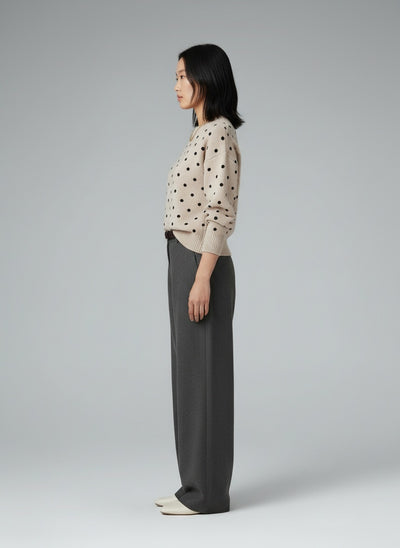 Side profile of the model wearing Luna | Polkadot Pullover