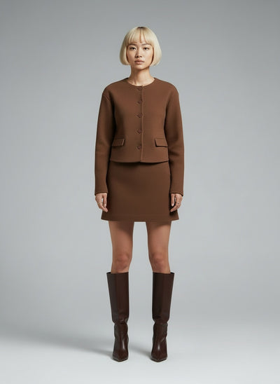 Full body view of the model wearing MOCHA AMÉLIE™-SET