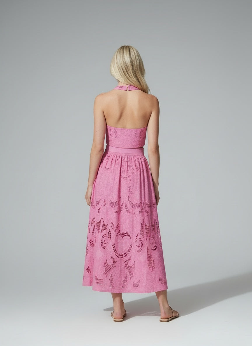 Back pose of the model wearing Olympe™ | Luftiges Spitzen-Set