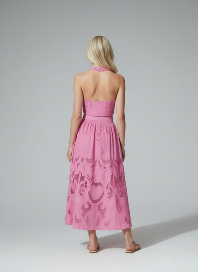 Back pose of the model wearing Olympe™ | Luftiges Spitzen-Set