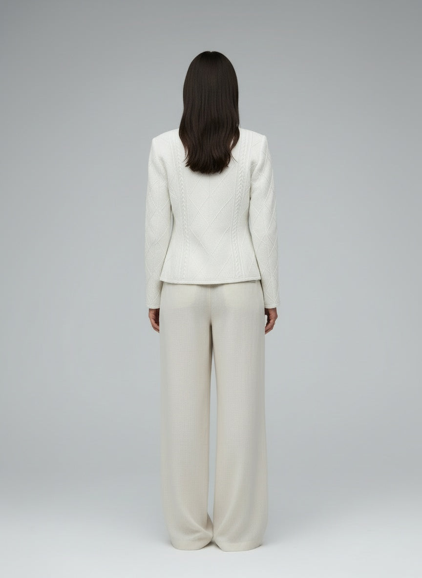 Back pose of the model wearing Olivia | Blazer mit eleganten Details