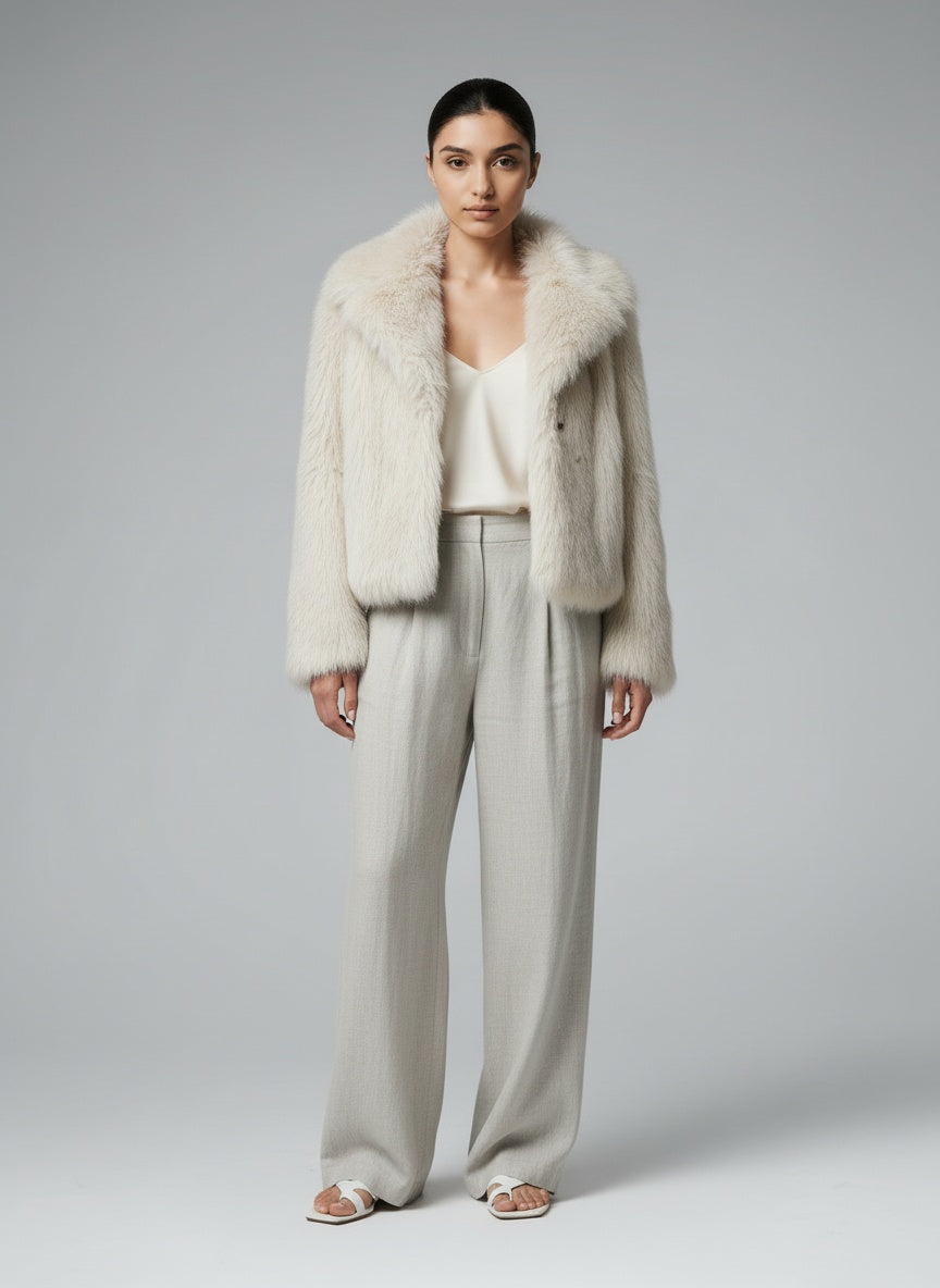 Full body view of the model wearing Alvyra - Teddy Jack