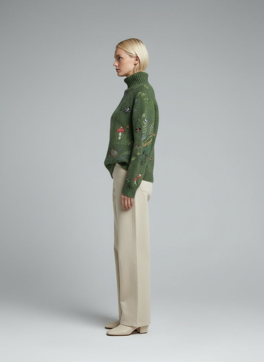 Side profile of the model wearing Ashley | Warme und Elegante Rollkragenpullover