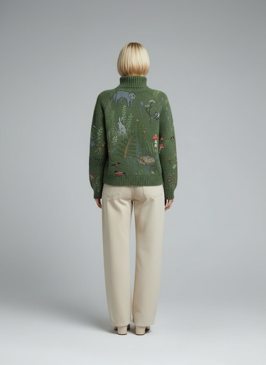 Back pose of the model wearing Ashley | Warme und Elegante Rollkragenpullover