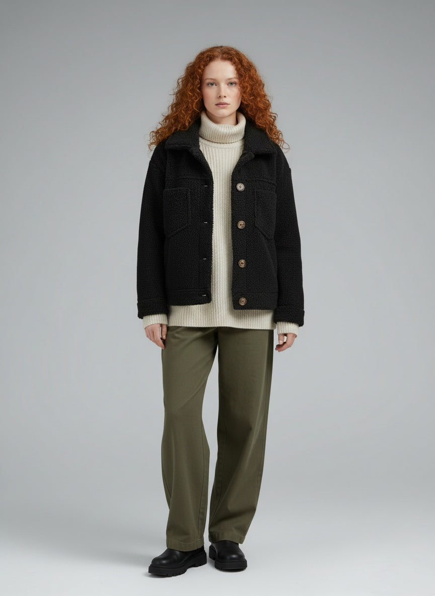 Full body view of the model wearing LuKa - Stilvolle Herbstjacke