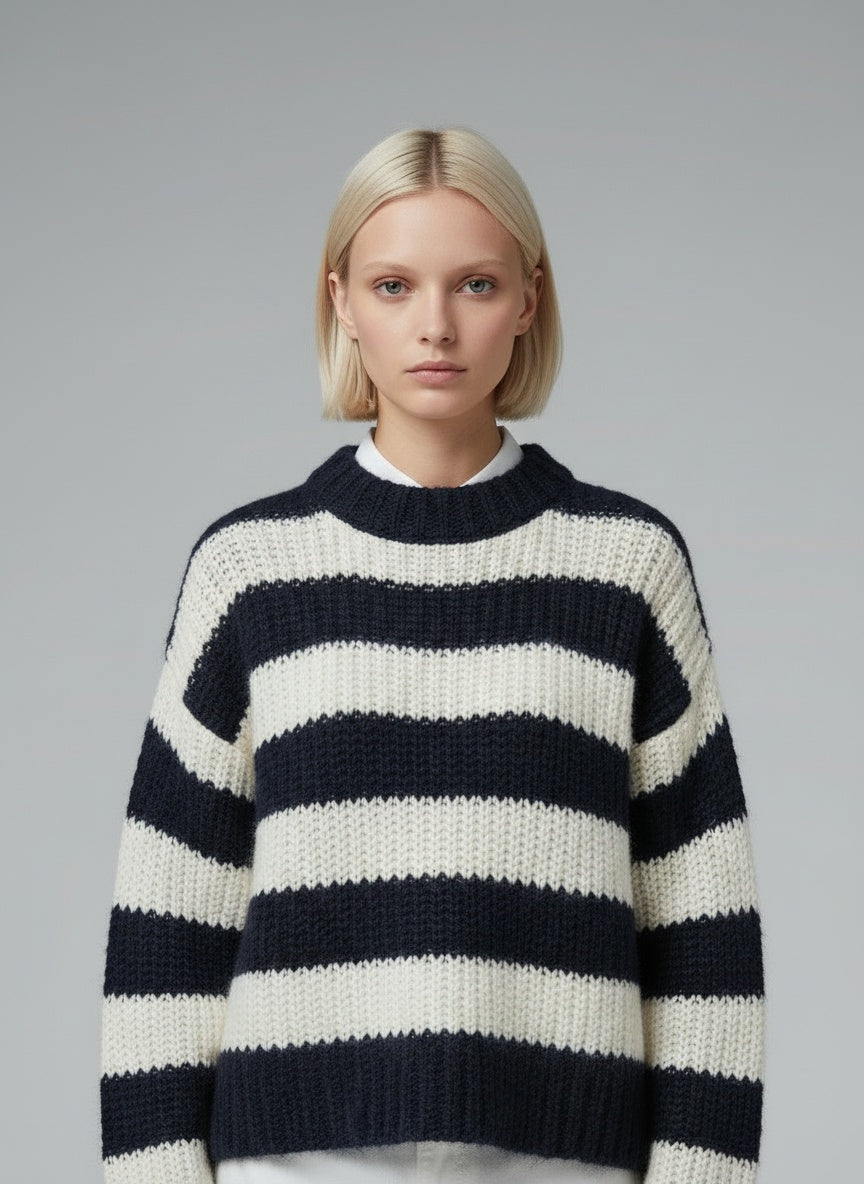 Close-up of the model wearing Liora | Strickpullover