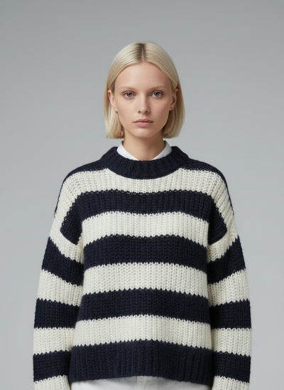 Close-up of the model wearing Liora | Strickpullover