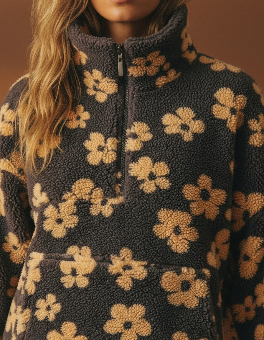 Detail shot of Daisy | Geblümter Warmer Fleecepullover