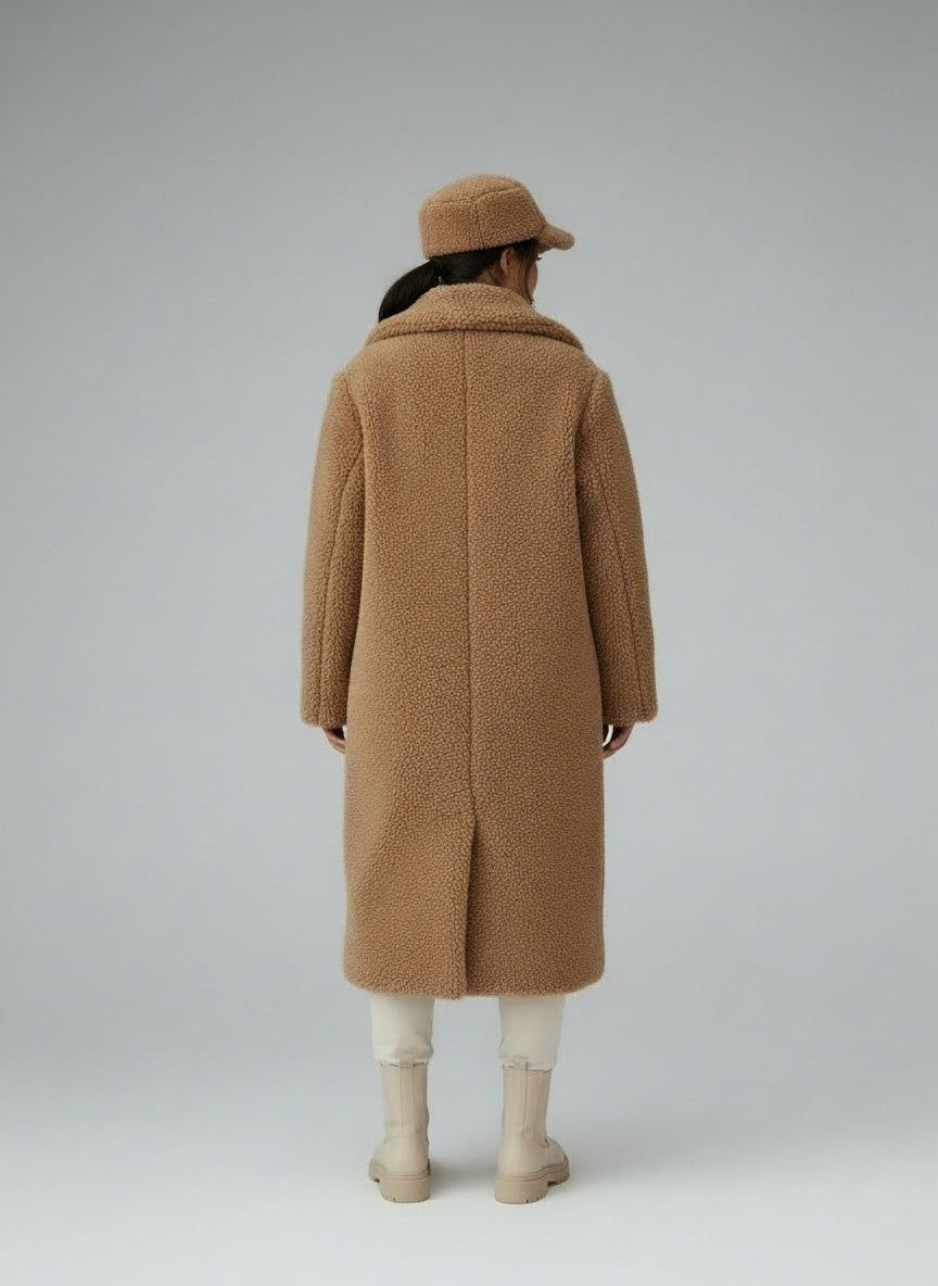 Back pose of the model wearing Jessica - Teddy Jacke