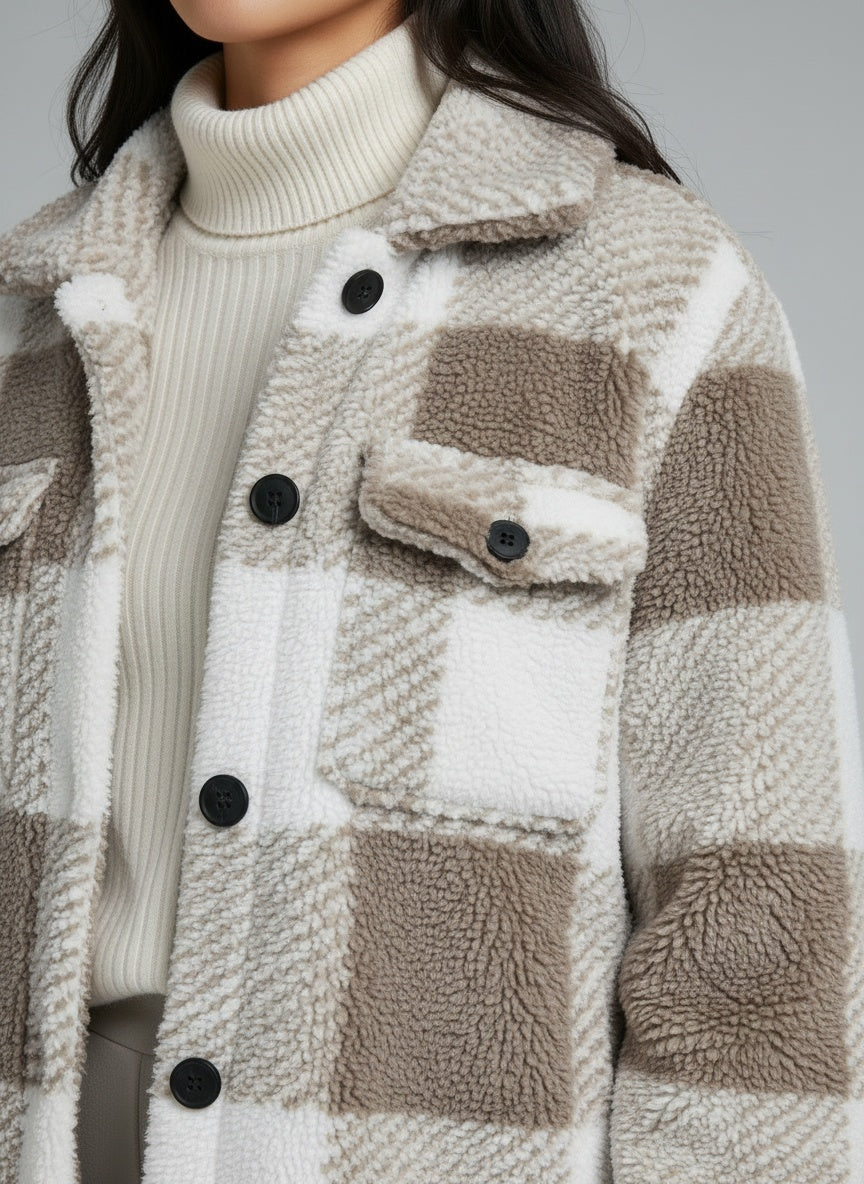 Detail shot of Emilia™ | Karierte Herbstjacke