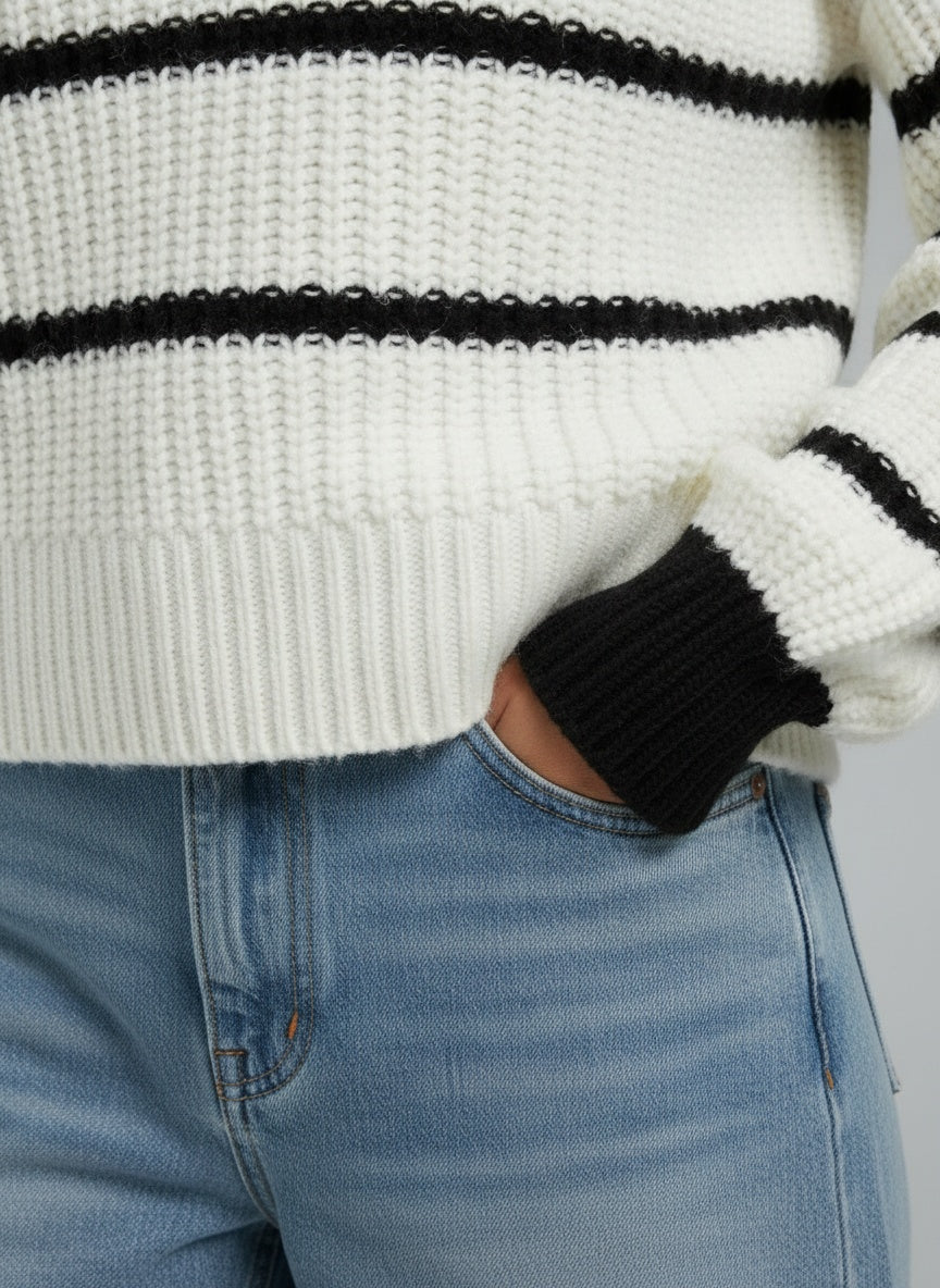 Detail shot of Lina | Gestreiftes Damenpullover