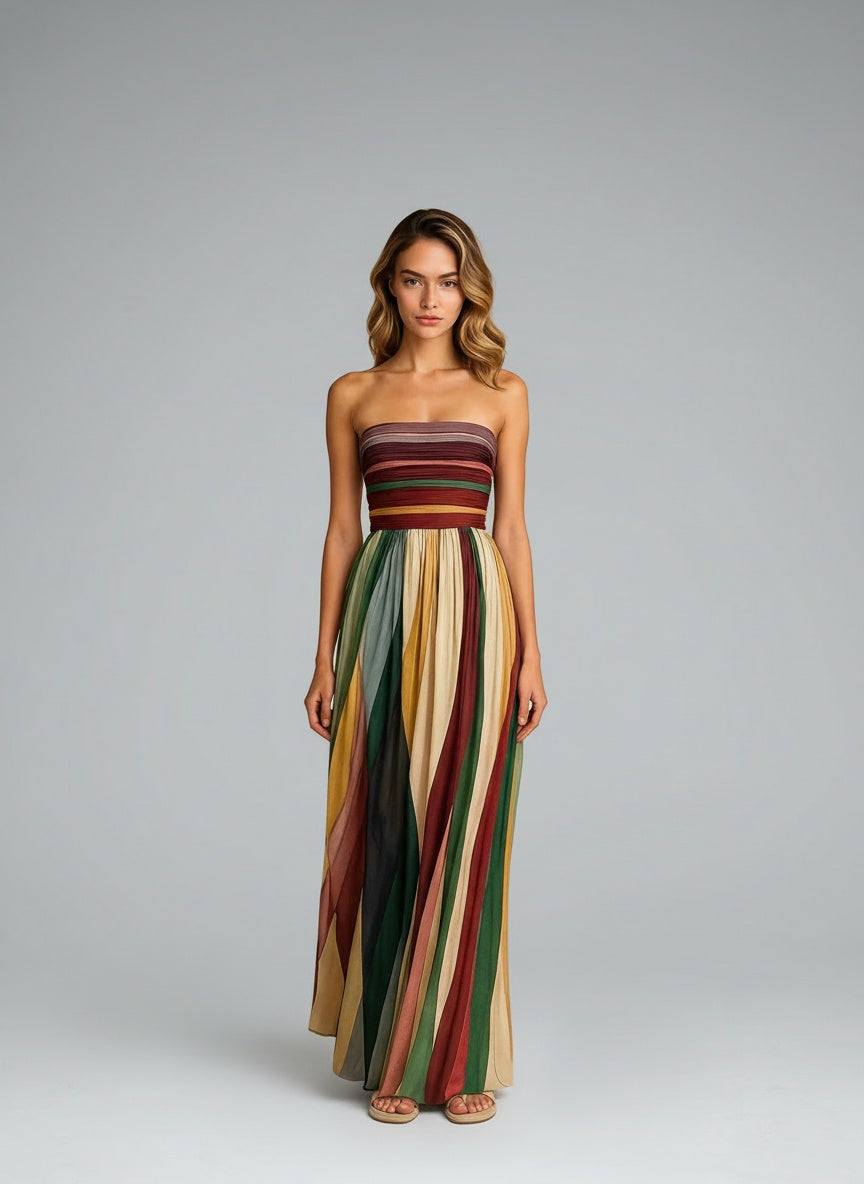 Full body view of the model wearing Flora™ – Langes Kleid aus Premiumstoff