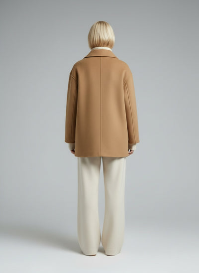 Back pose of the model wearing Serena | Oversized Mantel