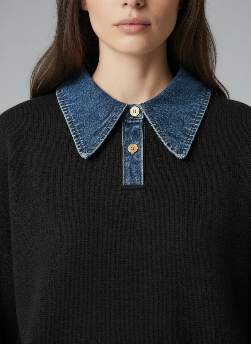 Detail shot of 2 in 1 Panel Revers-Pullover