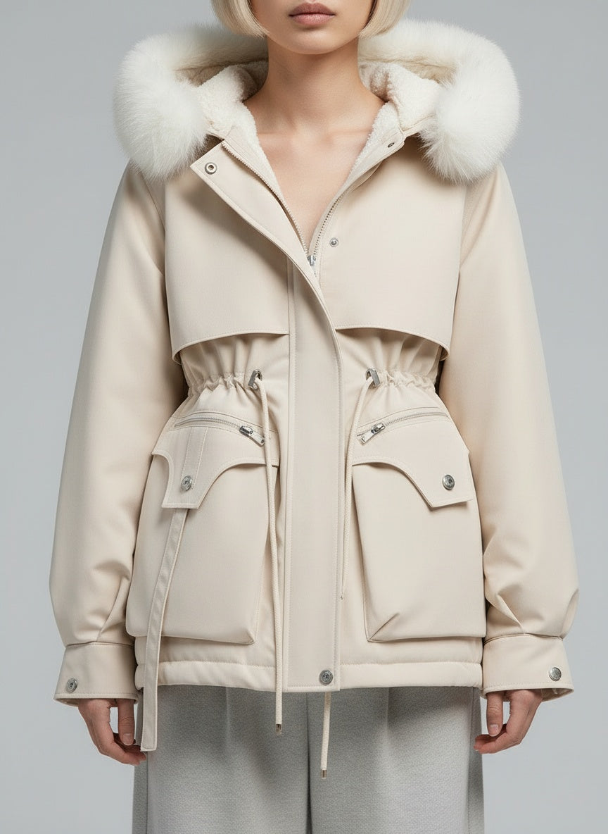 Detail shot of Marlen™ | Eleganter Wintermantel