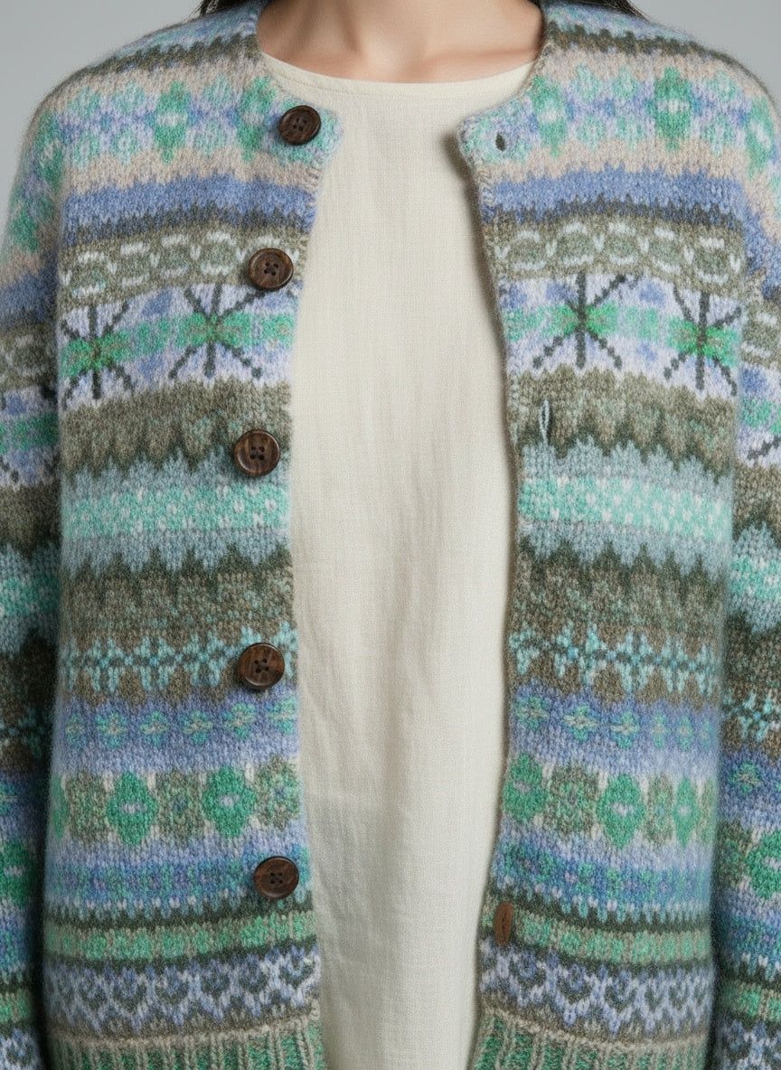 Detail shot of Lotte | Blauer Pullover mit Print