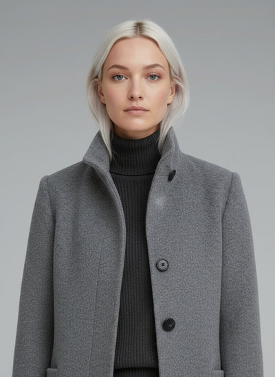 Close-up of the model wearing Stella™ | Damenjacke mit Stehkragen