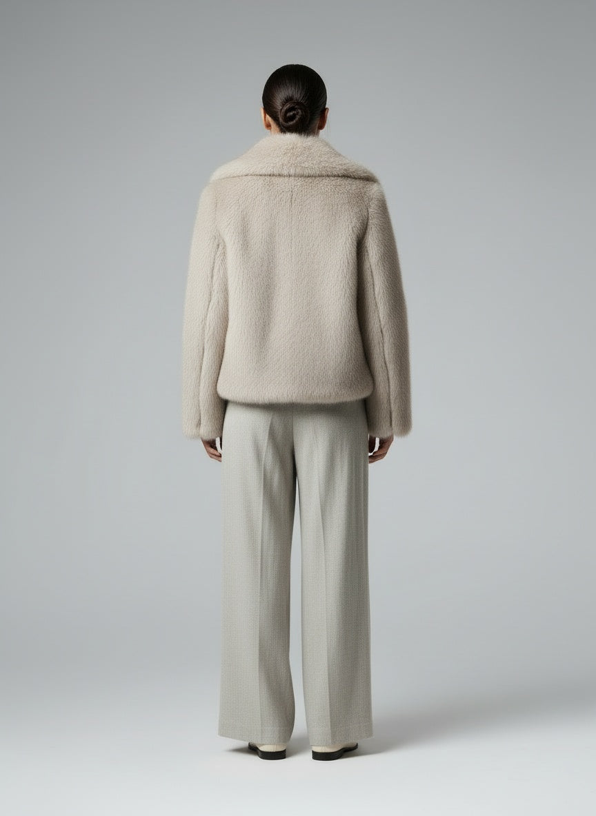 Back pose of the model wearing Viktoria™ | Pelzmantel