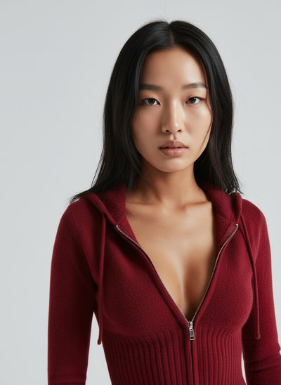 Close-up of the model wearing Elena | Exklusives Lounge-Set