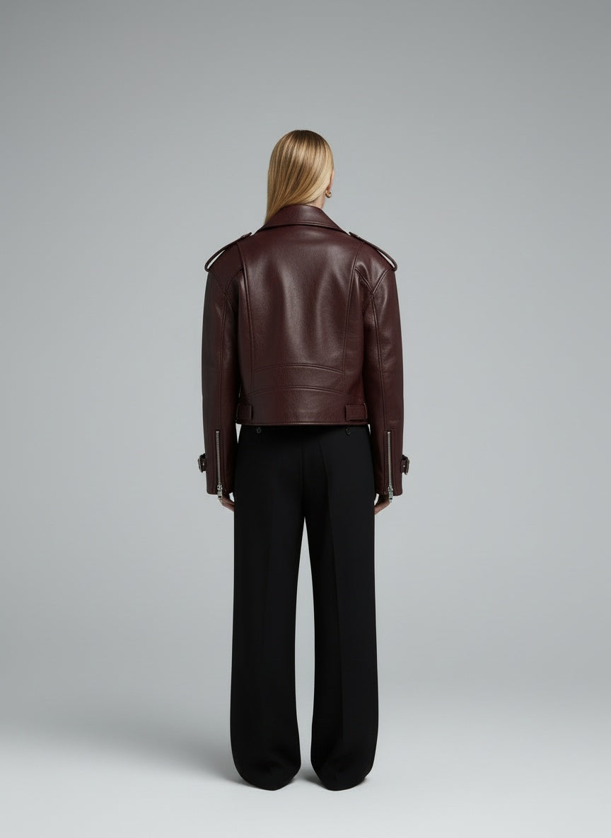 Back pose of the model wearing Léa™ | Statement-Jacke