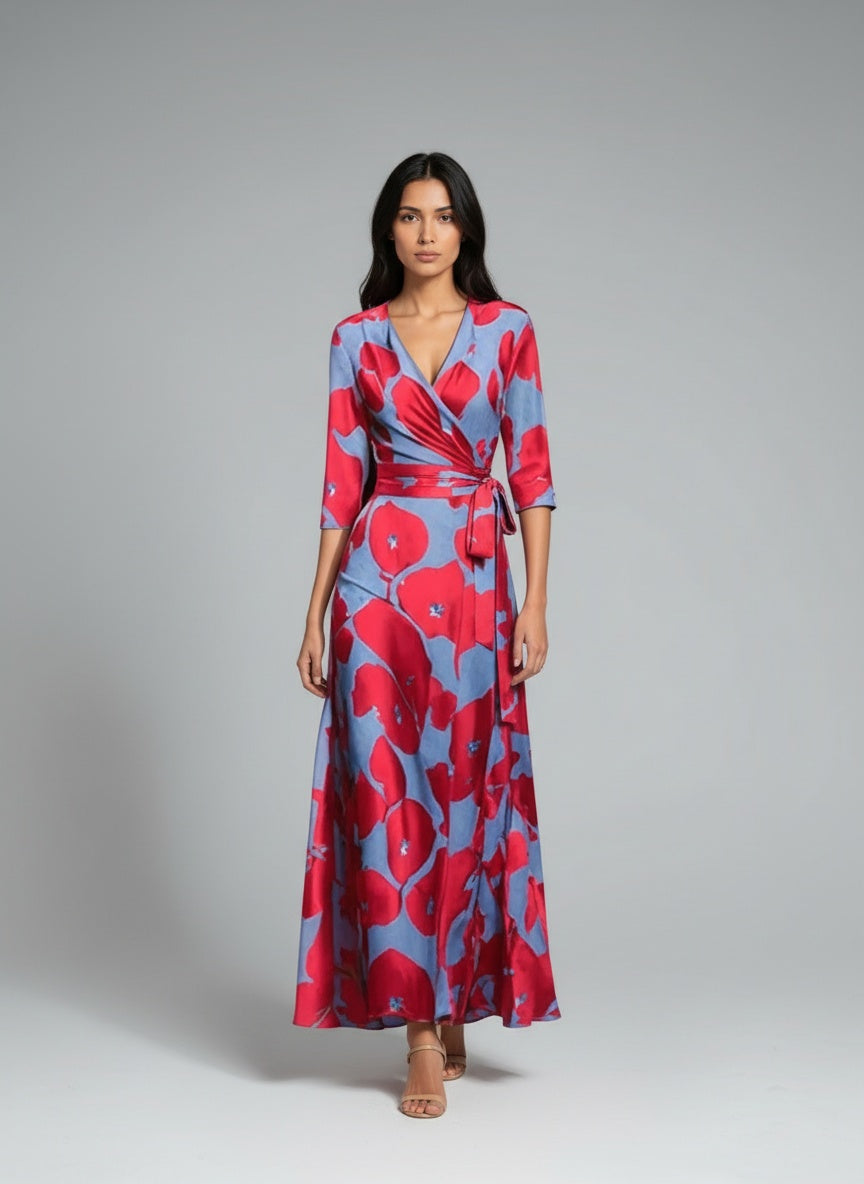 Full body view of the model wearing Viraelis - Bunte Blumenkleid