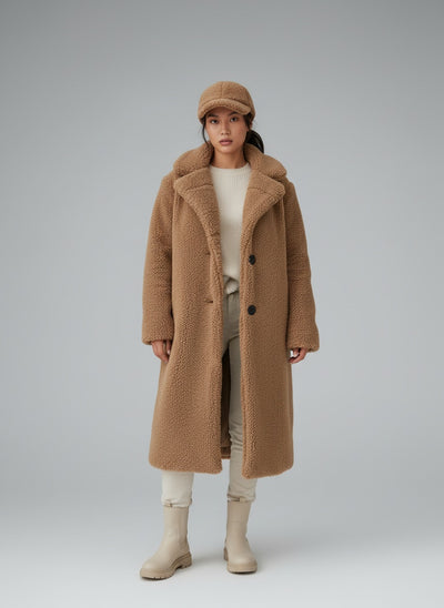 Full body view of the model wearing Jessica - Teddy Jacke