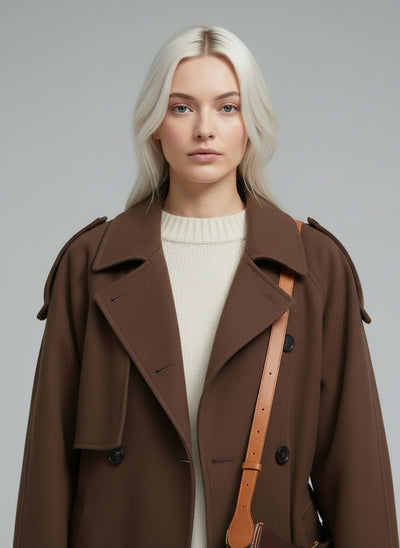 Close-up of the model wearing Marlene | Oversized-Mantel