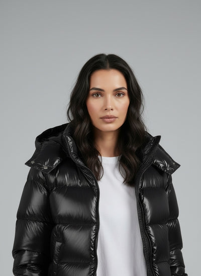 Close-up of the model wearing Unisex Steppjacke