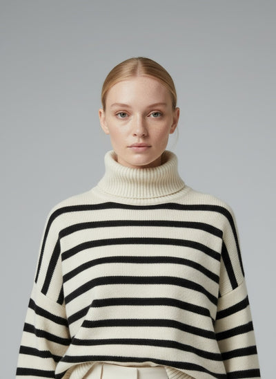 Close-up of the model wearing Liana™ | Stilvoller Casual-Pullover