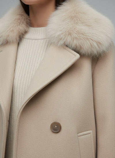 Detail shot of Eva Jacke mit Kunstpelz Kapuze