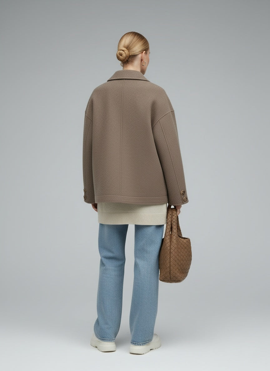 Back pose of the model wearing Sofie™ | Wollmischung Jack