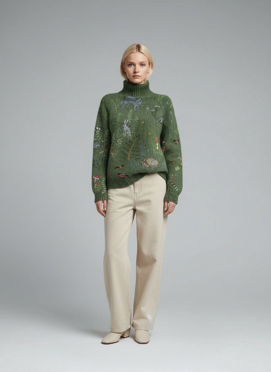 Full body view of the model wearing Ashley | Warme und Elegante Rollkragenpullover