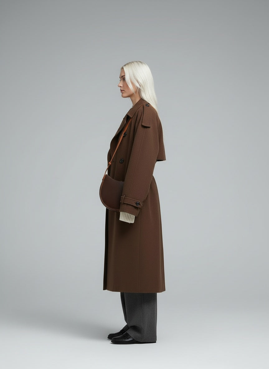 Side profile of the model wearing Marlene | Oversized-Mantel
